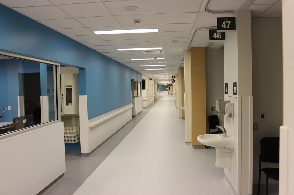 AI Triage Support Evaluated in Emergency Departments A hospital corridor
